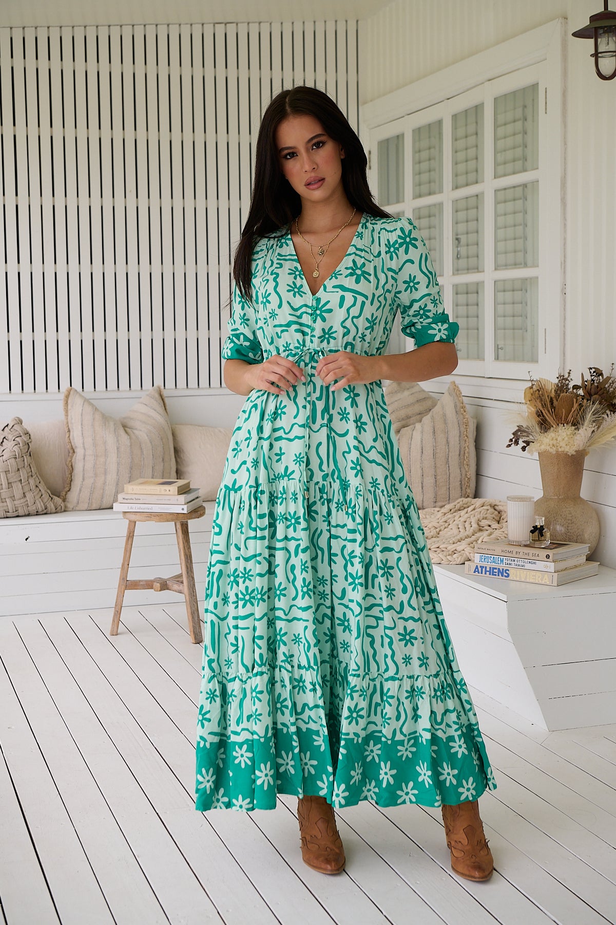 MINT SPRITZ PRINT TESSA MAXI DRESS
