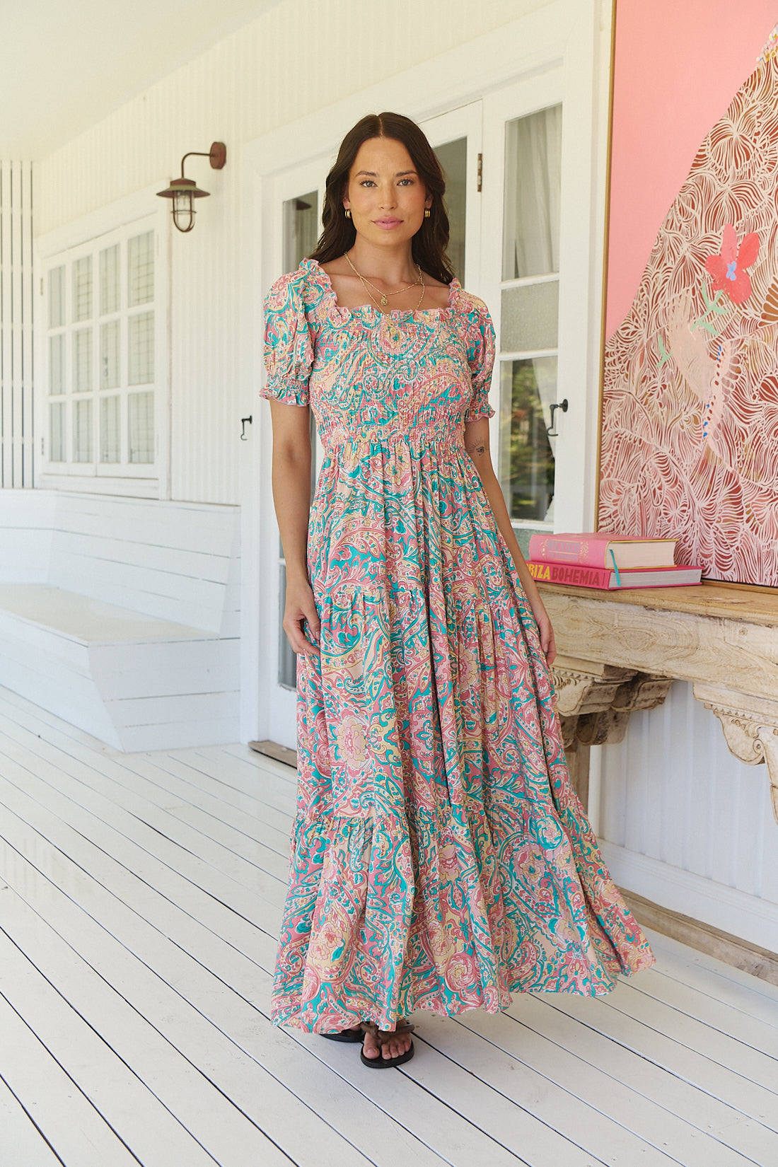 OCEAN LULLABY PRINT CLAUDETTE MAXI DRESS