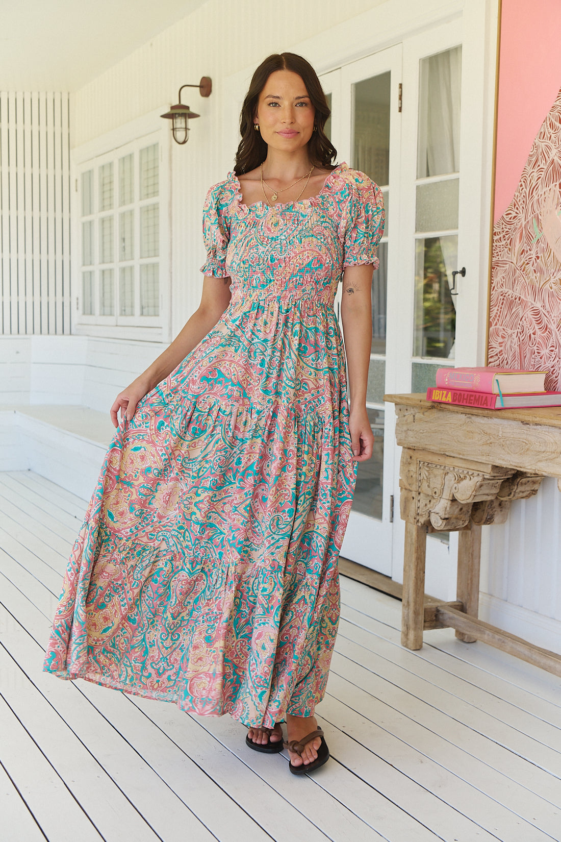 OCEAN LULLABY PRINT CLAUDETTE MAXI DRESS