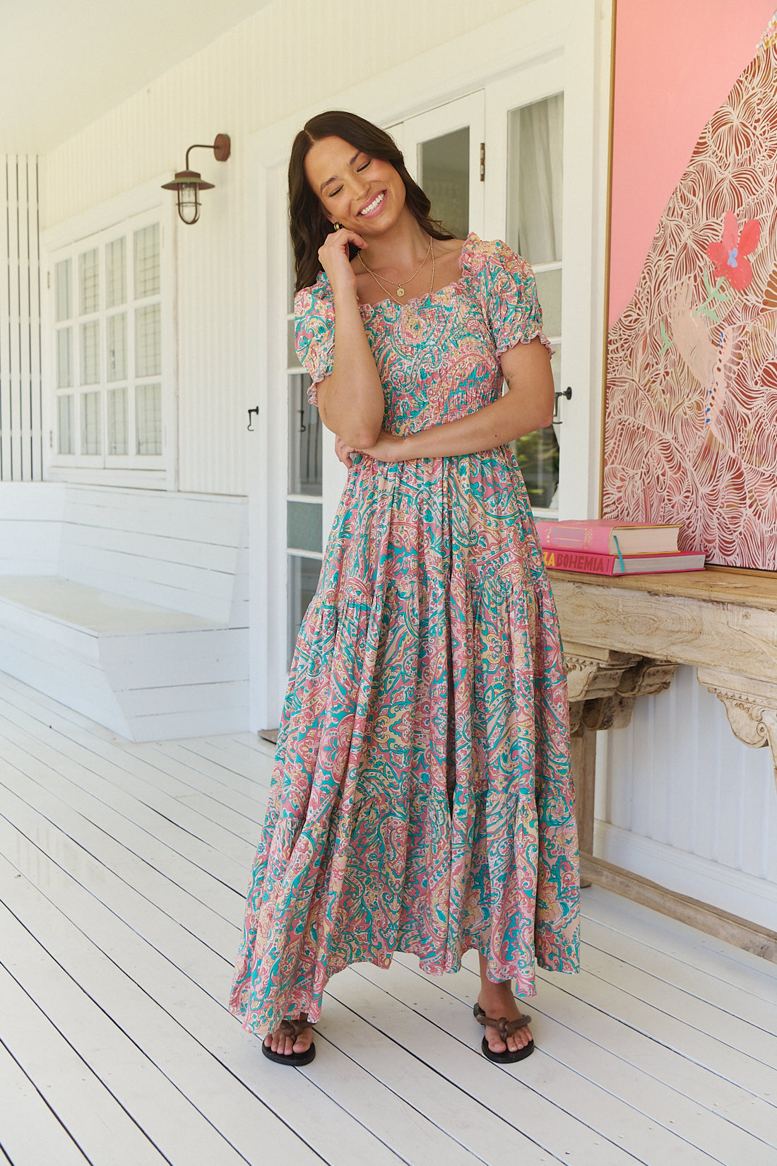 OCEAN LULLABY PRINT CLAUDETTE MAXI DRESS