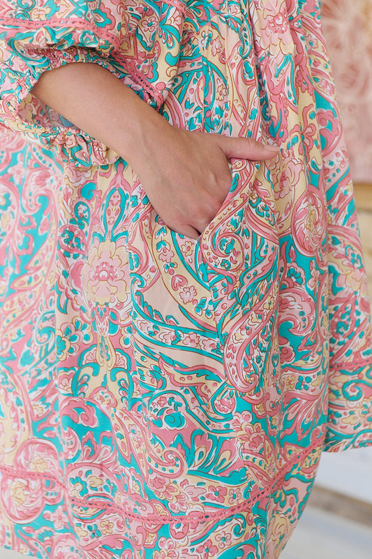 OCEAN LULLABY PRINT ADELA MIDI DRESS