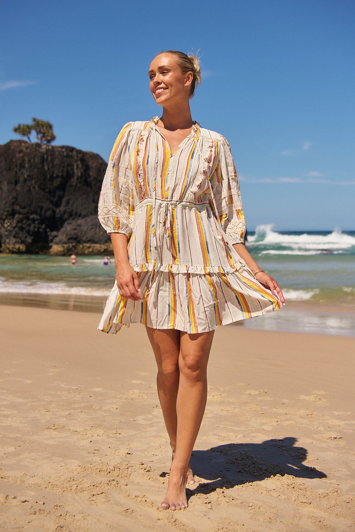 COLOURED SANDS PRINT REMY MINI DRESS