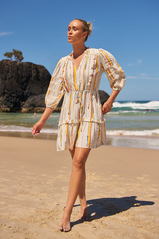 COLOURED SANDS PRINT REMY MINI DRESS