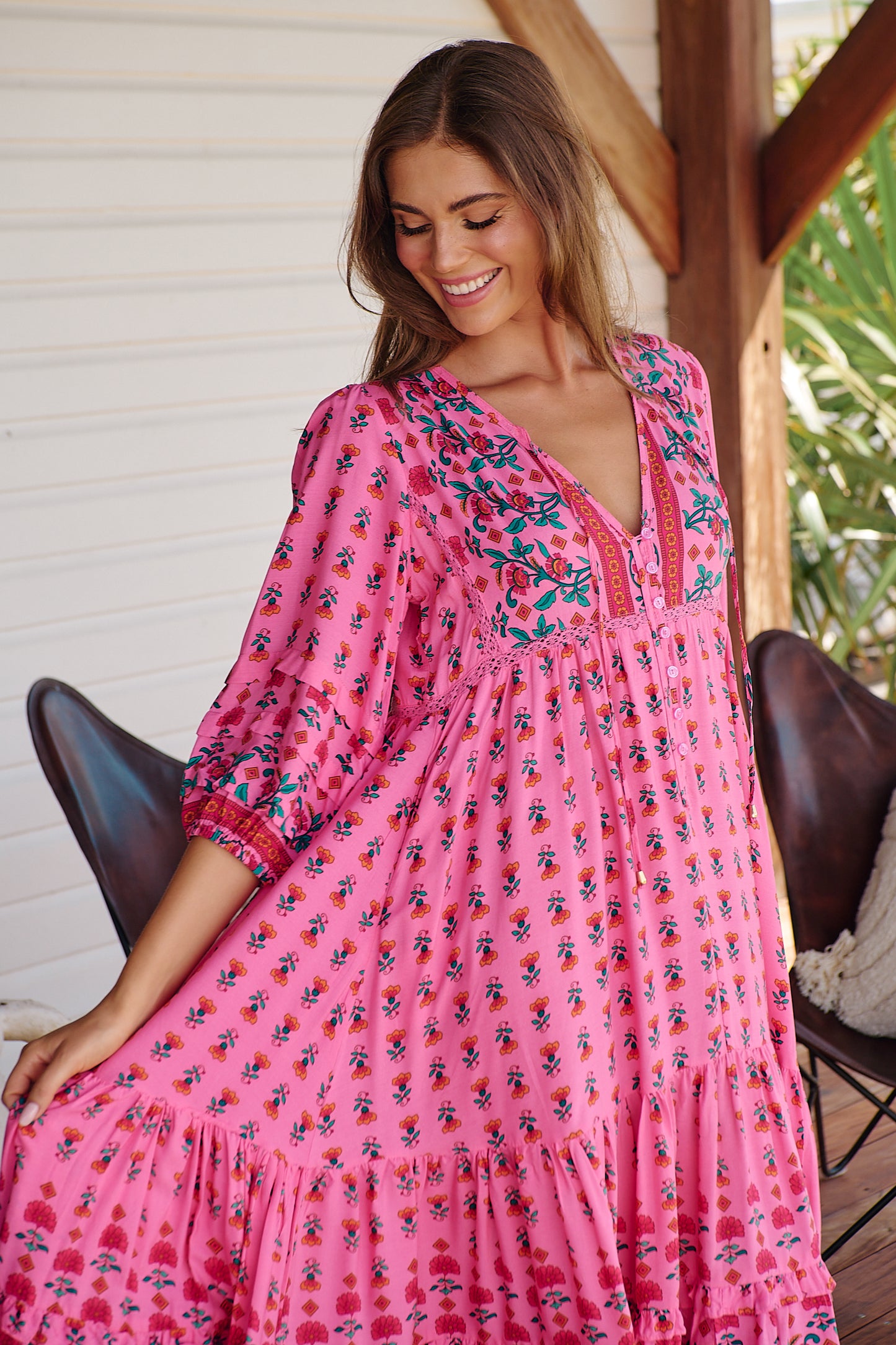 RASPBERRY ROMANCE PRINT MONDAY DRESS