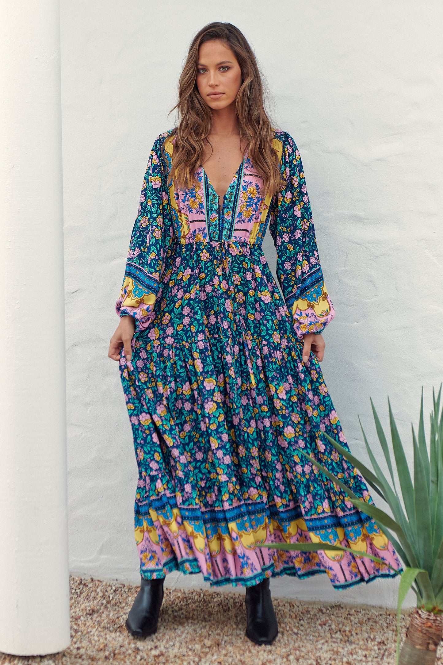 STAR SAPPHIRE PRINT TERESA MAXI DRESS