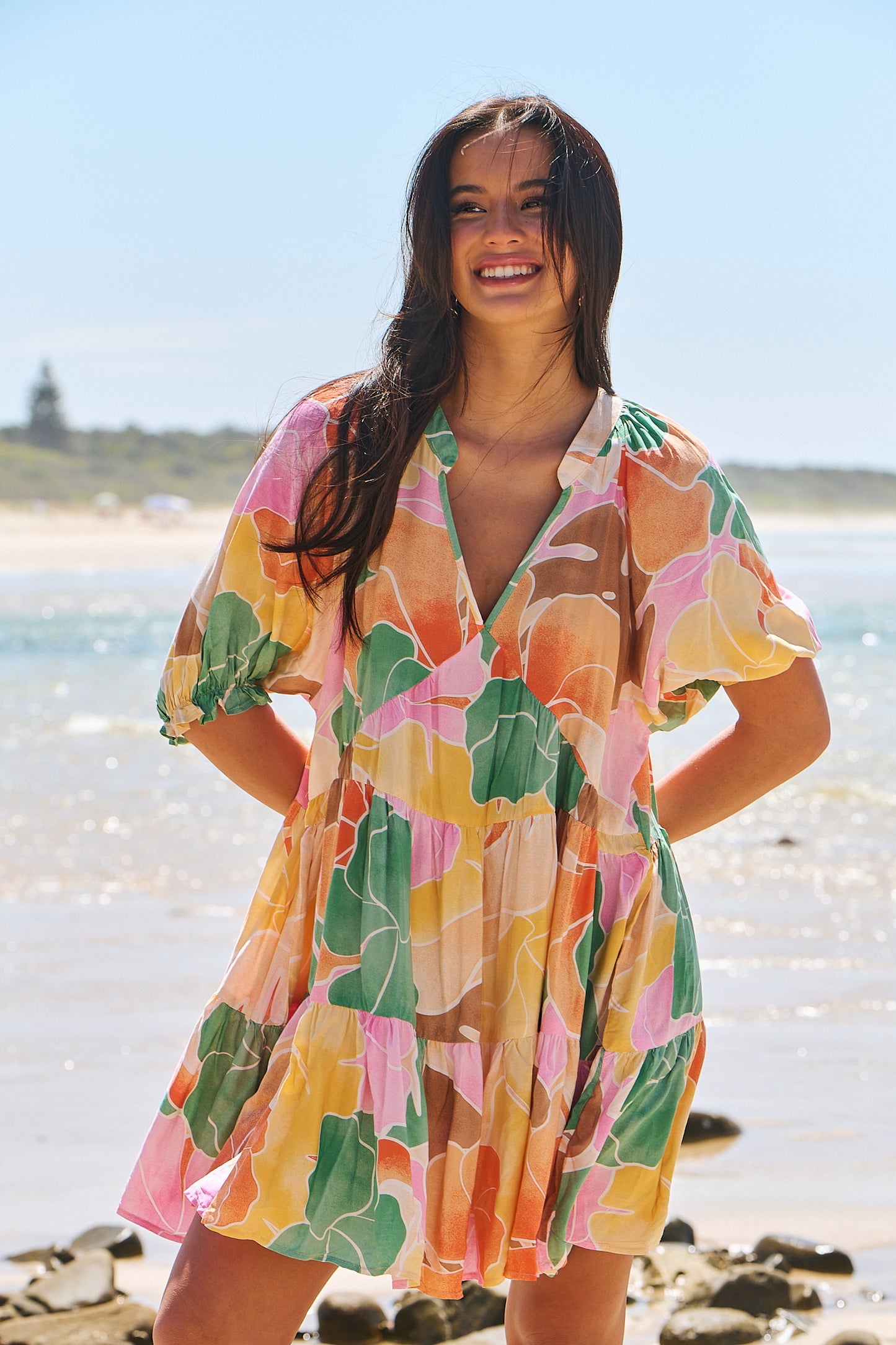 TALLULAH PRINT PETAL MINI DRESS
