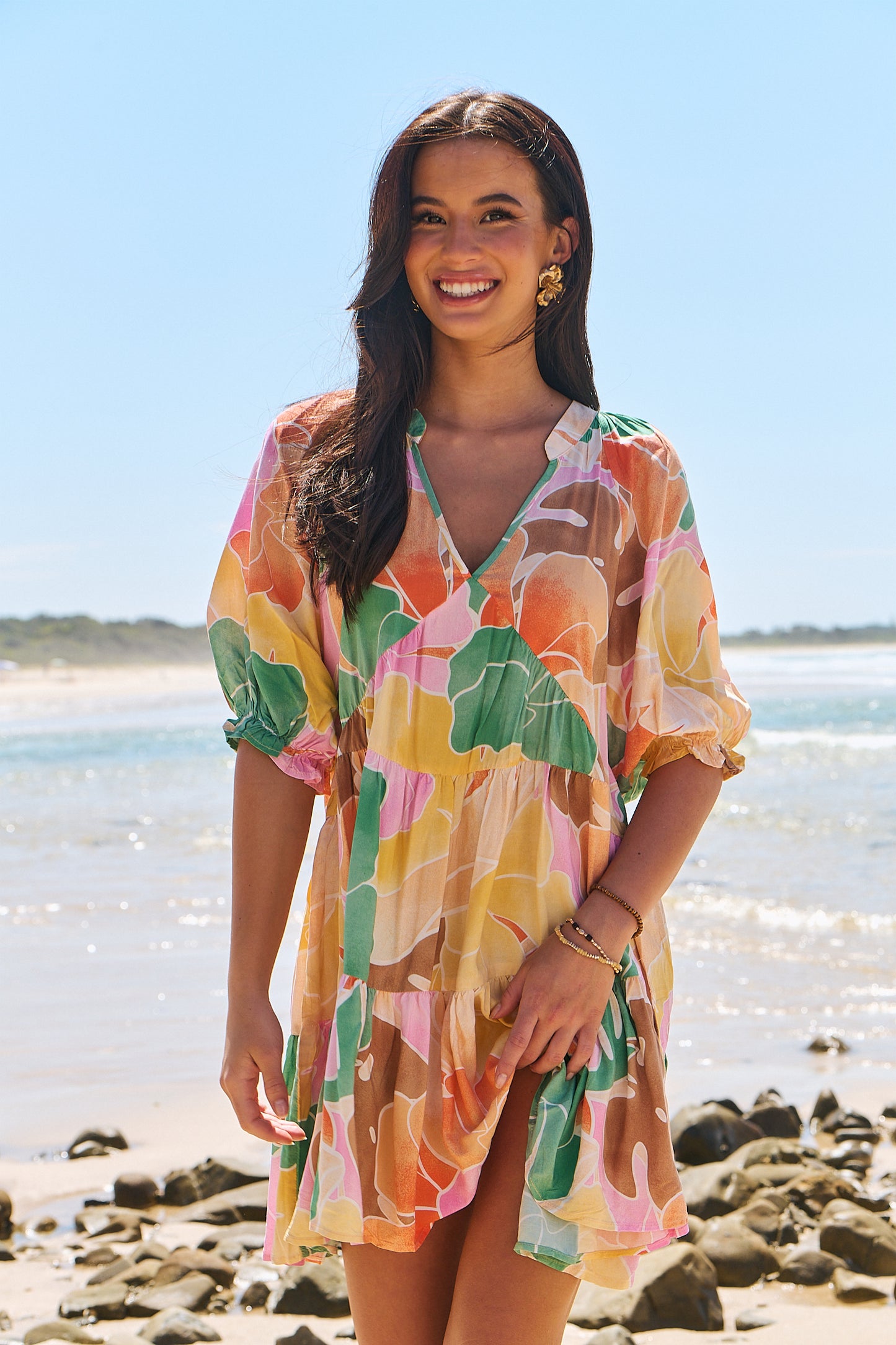 TALLULAH PRINT PETAL MINI DRESS