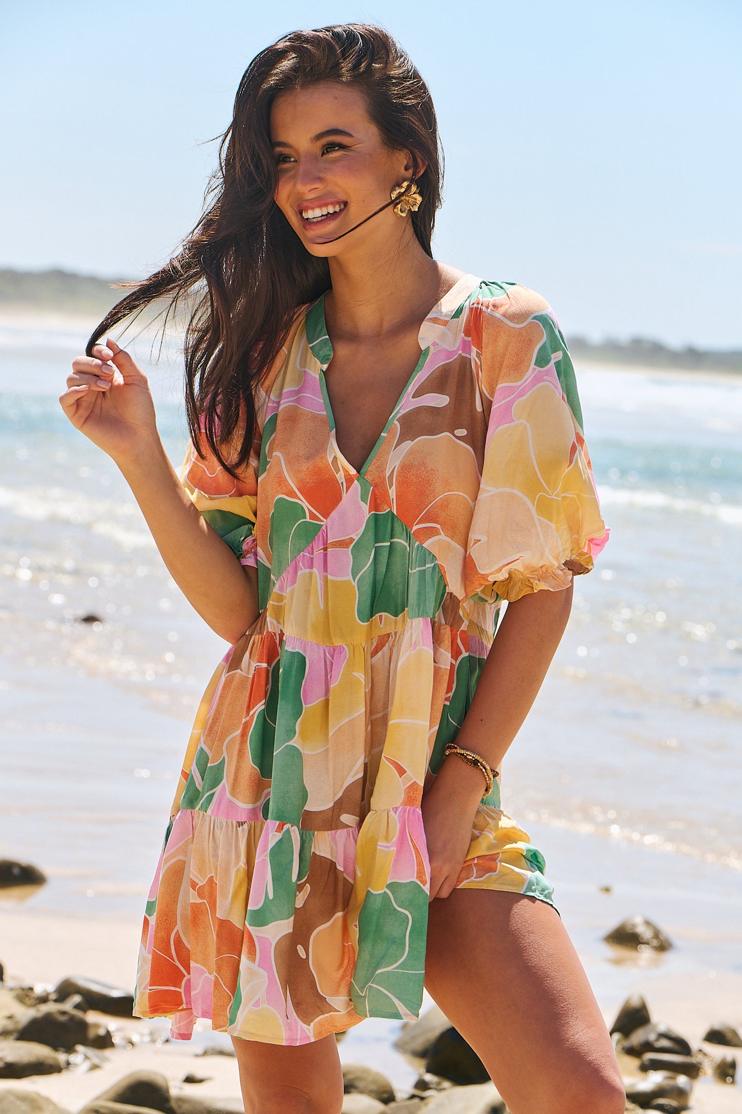 TALLULAH PRINT PETAL MINI DRESS