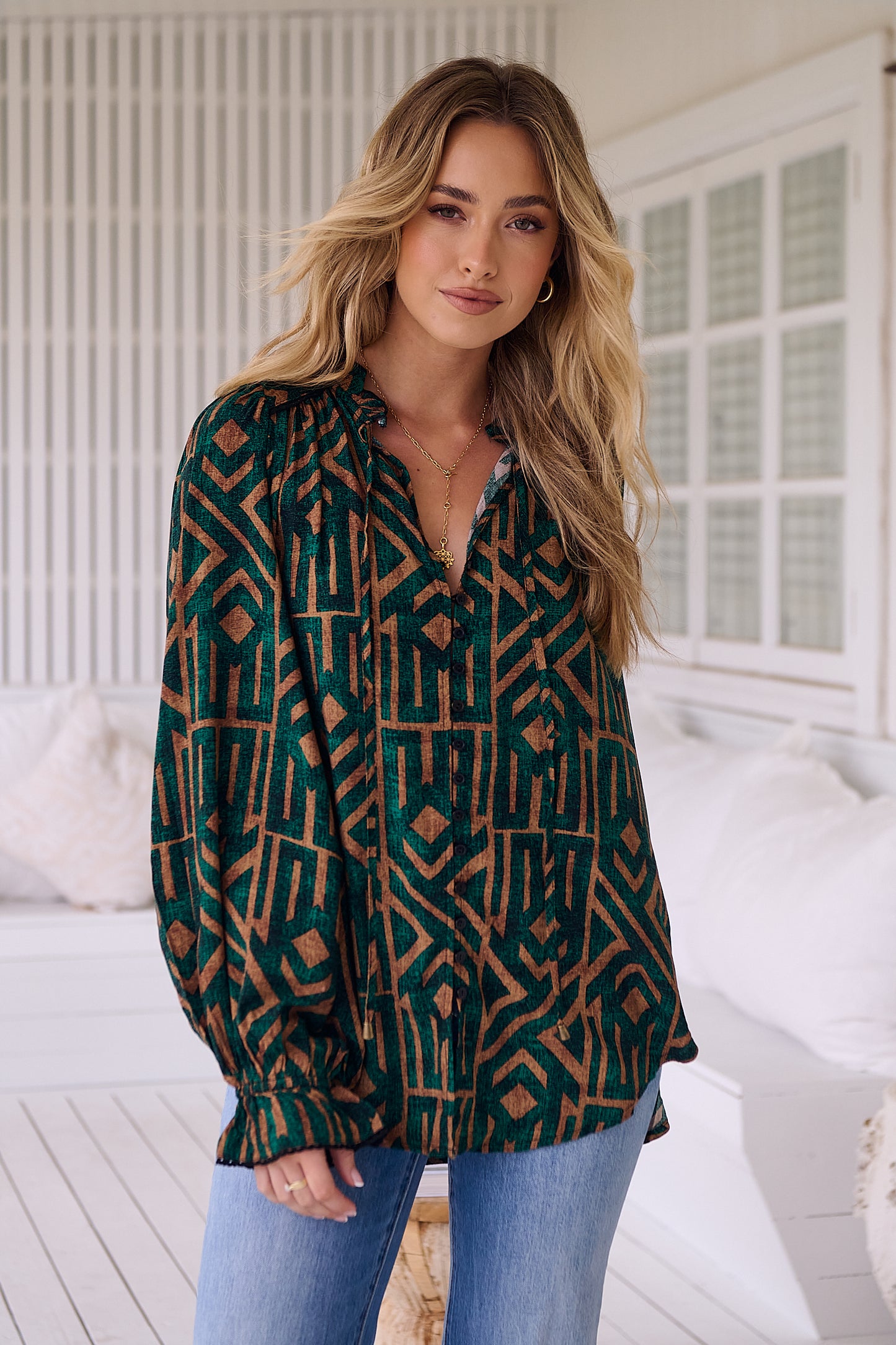 EMERALD PRINT CLARA BLOUSE