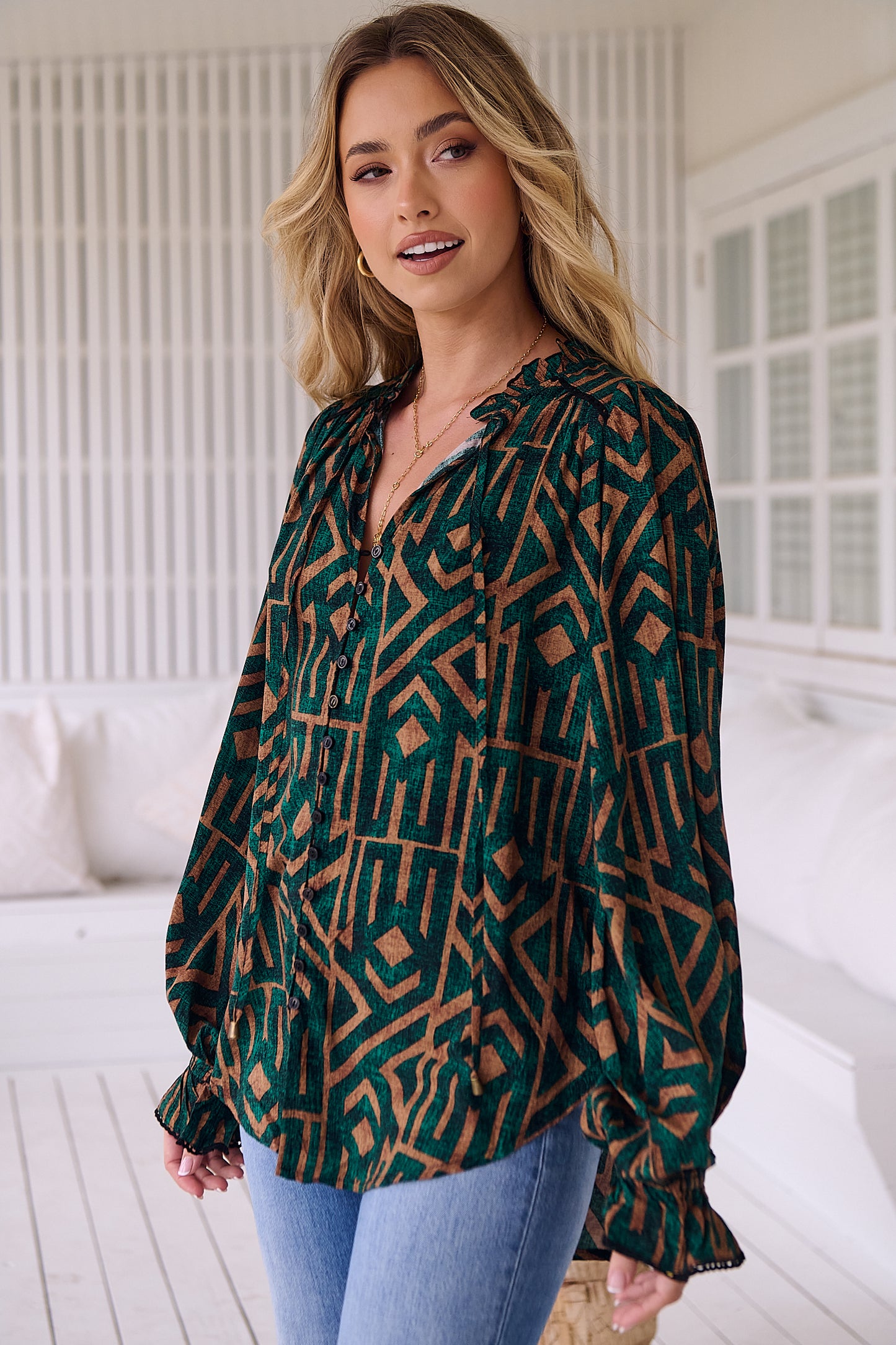 EMERALD PRINT CLARA BLOUSE