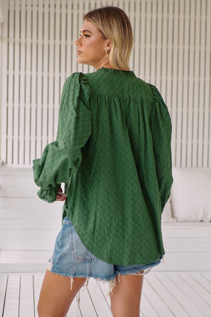 EMBROIDERED PINE BLOUSE