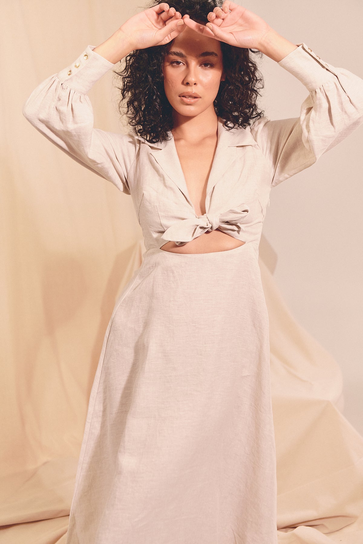 NATURAL MESSINA JULES LINEN MIDI