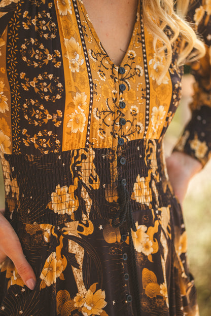 STARRY BLACK PRINT SABRINA MAXI