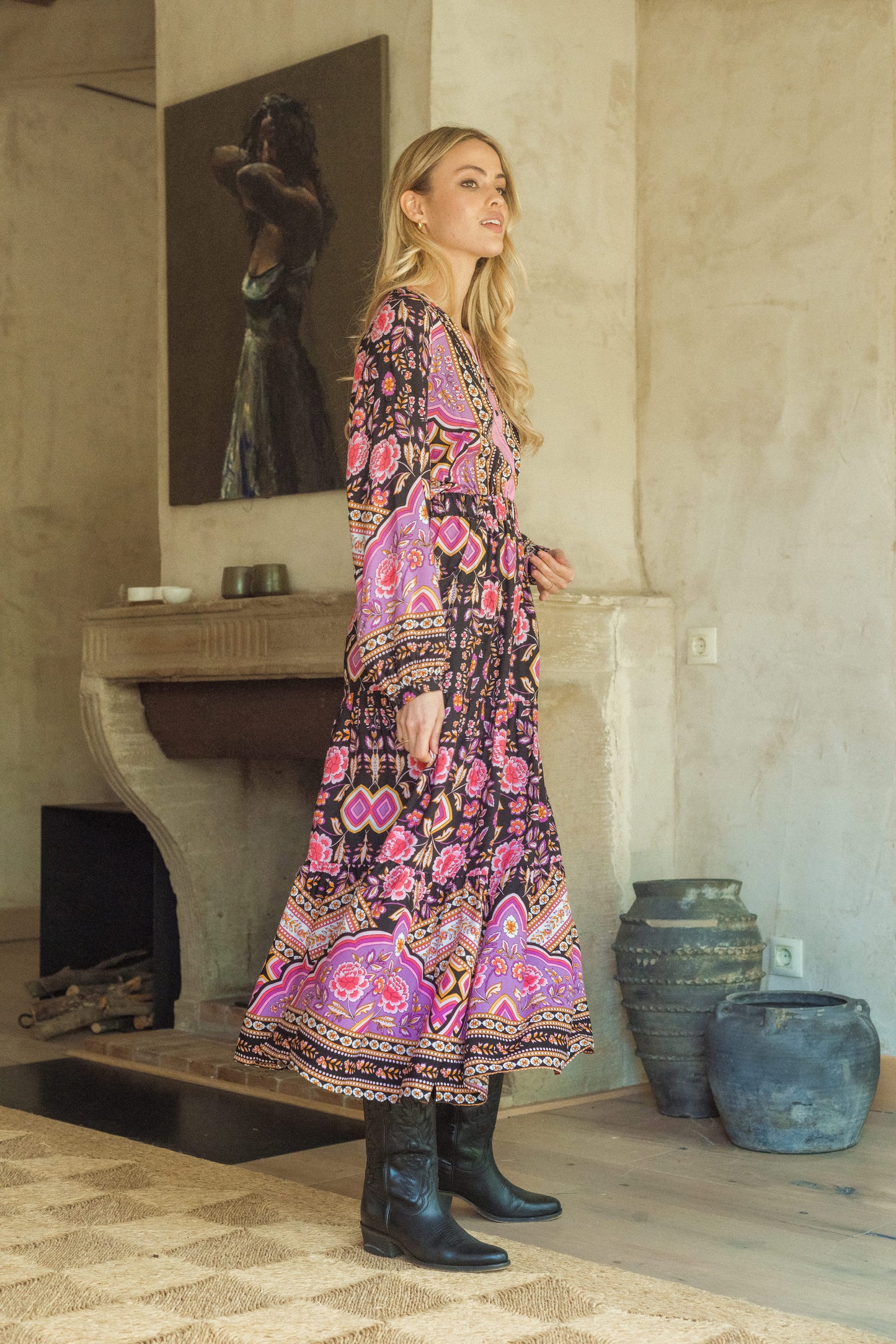 CHERRY BLOSSOM PRINT CHANCE MAXI DRESS