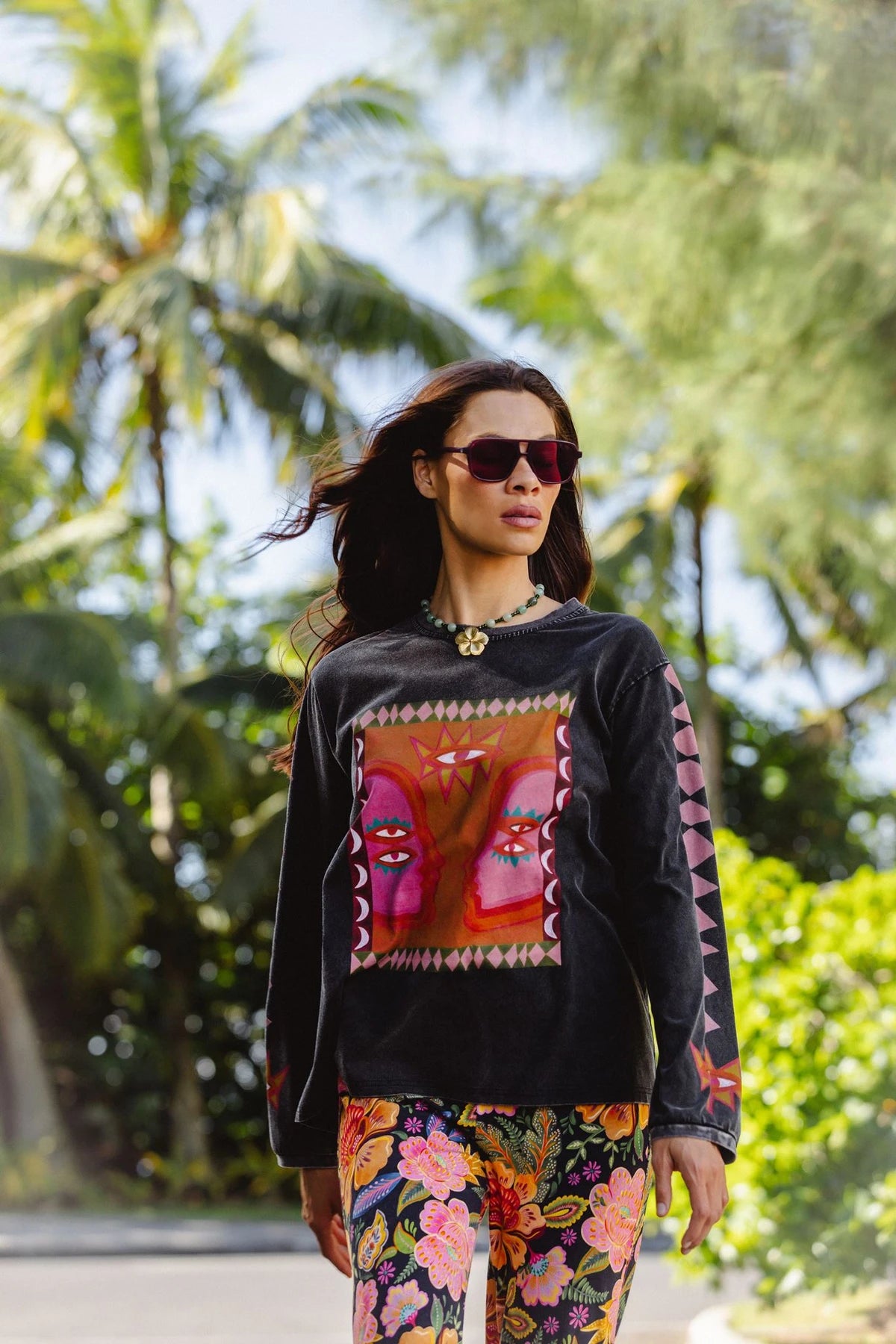 LUNA ROSA LONG SLEEVE TEE - ONYX
