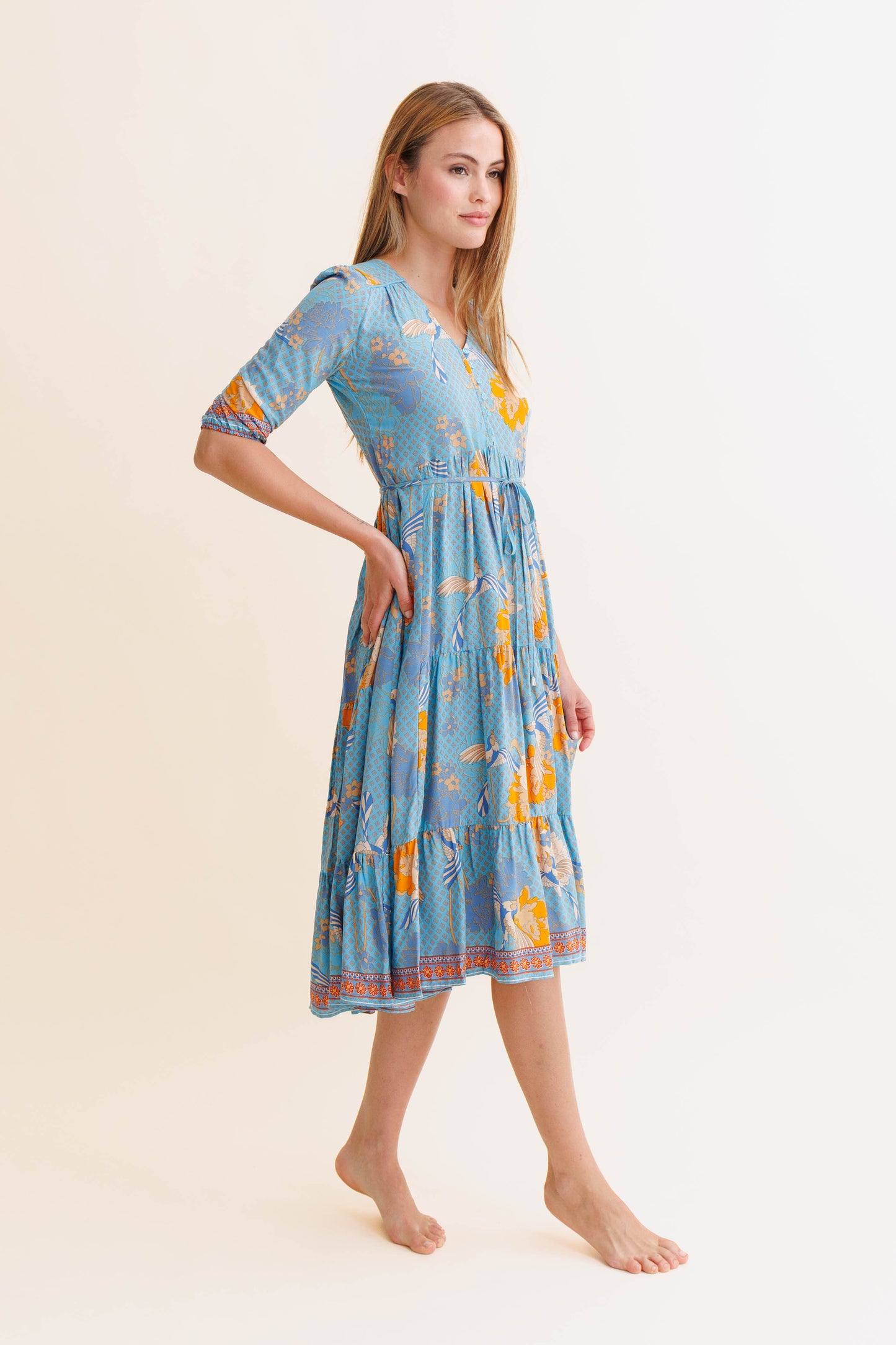 KIARA PRINT SHORELINES MIDI DRESS