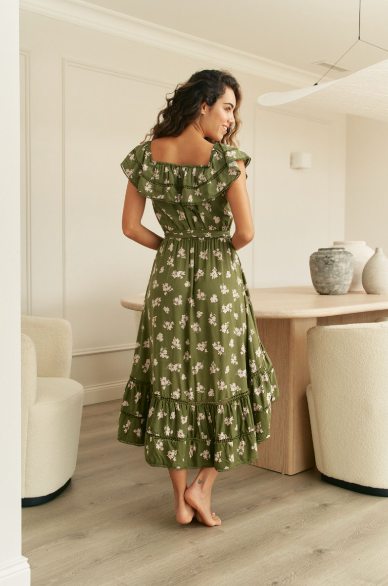 SAGE PRINT ROMY DRESS