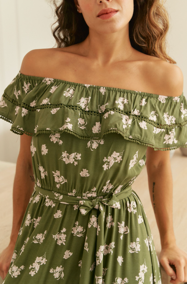 SAGE PRINT ROMY DRESS