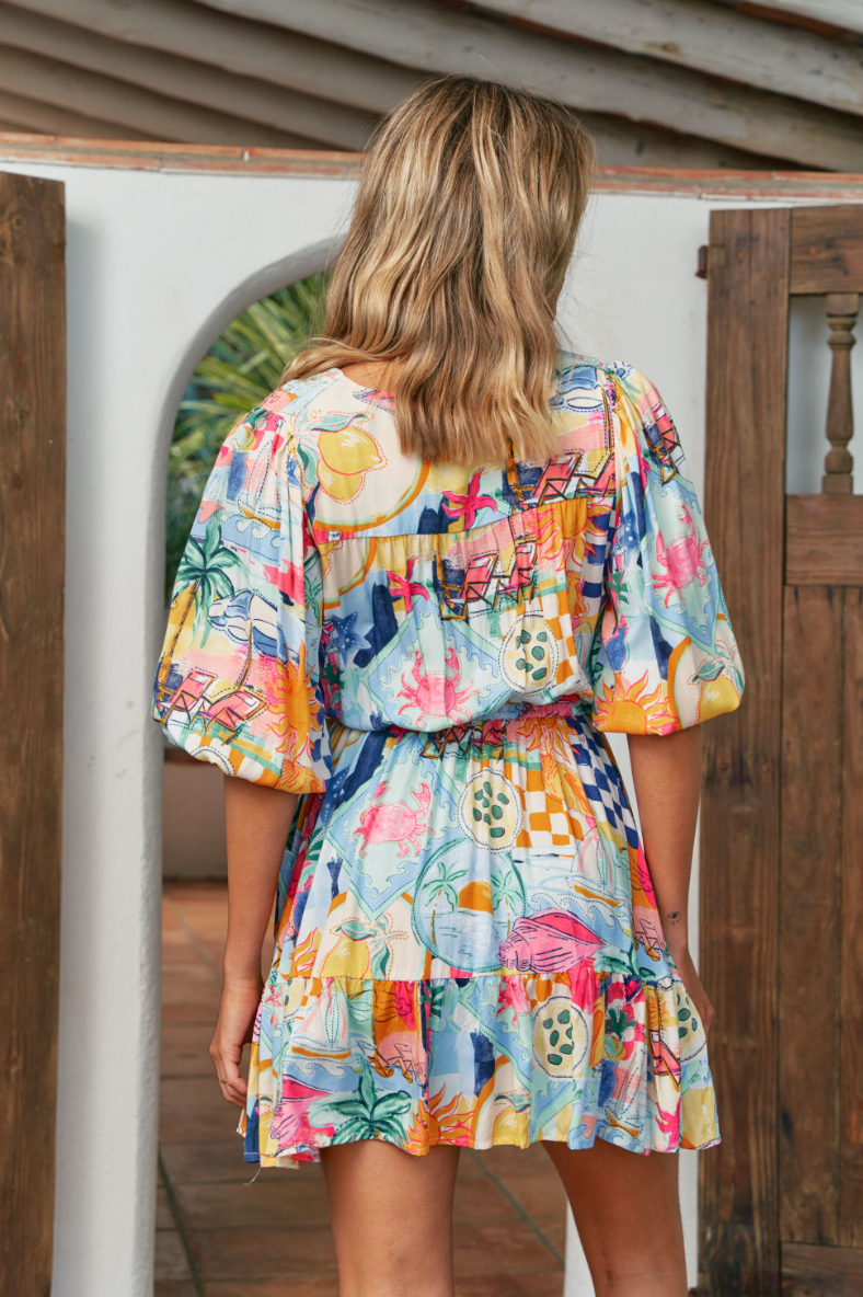 SANTA MARIA PRINT TAYLOR MINI DRESS