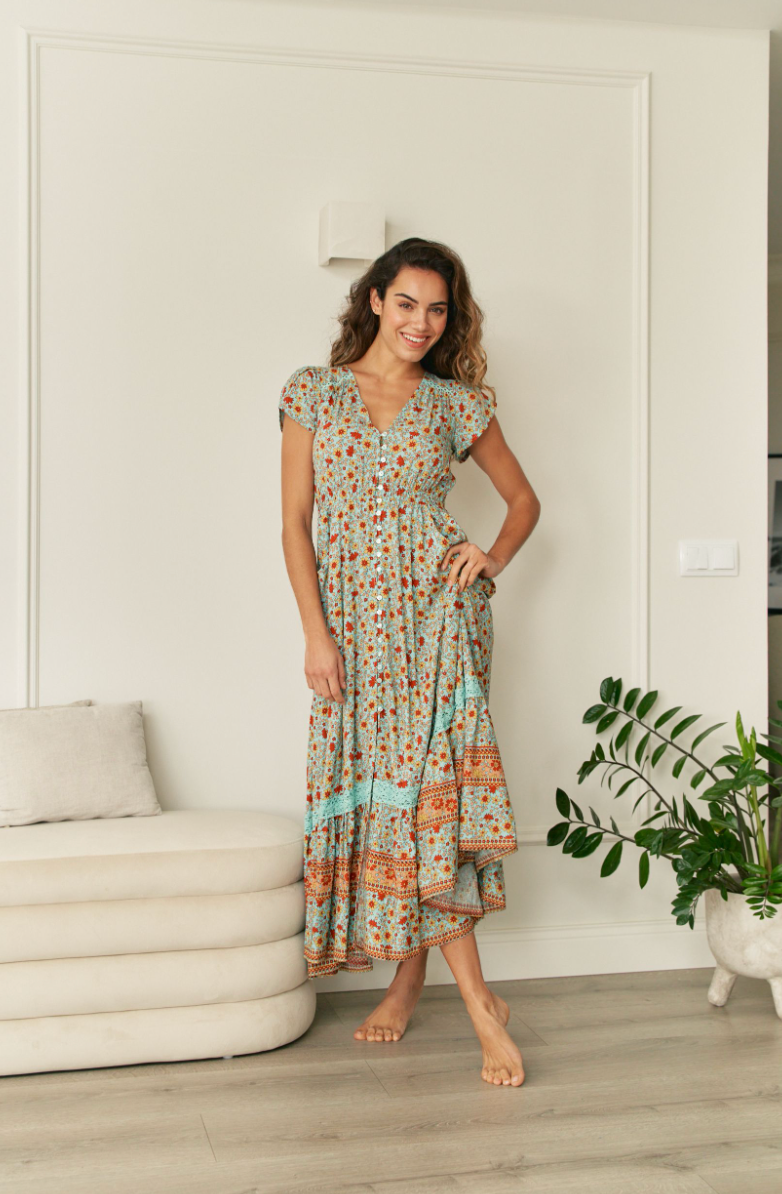 SYNERGY PRINT CARMEN MAXI DRESS