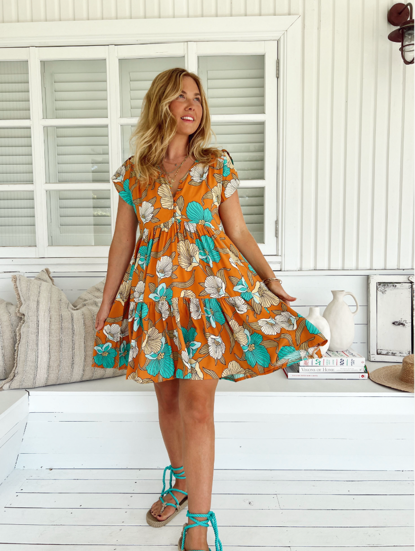 AQUA FIELDS PRINT TRACEY DRESS