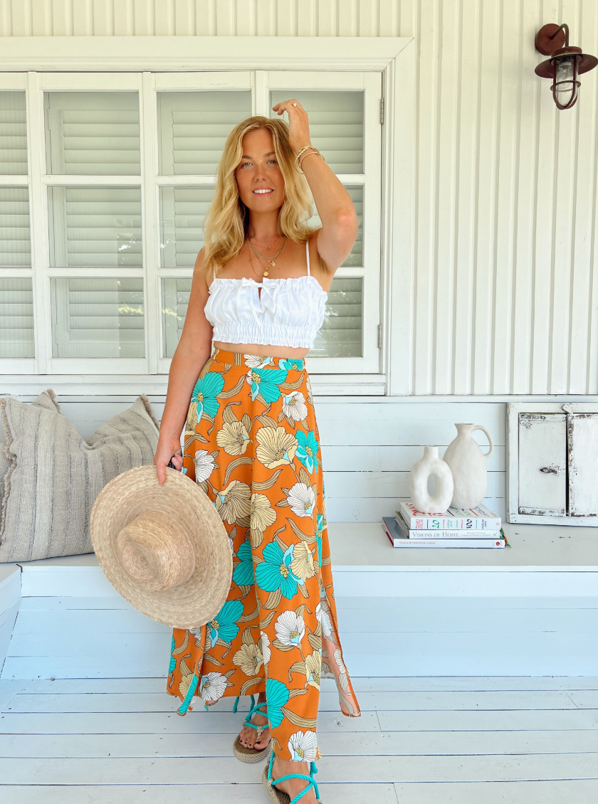 AQUA FIELDS PRINT ROCKY MAXI SKIRT