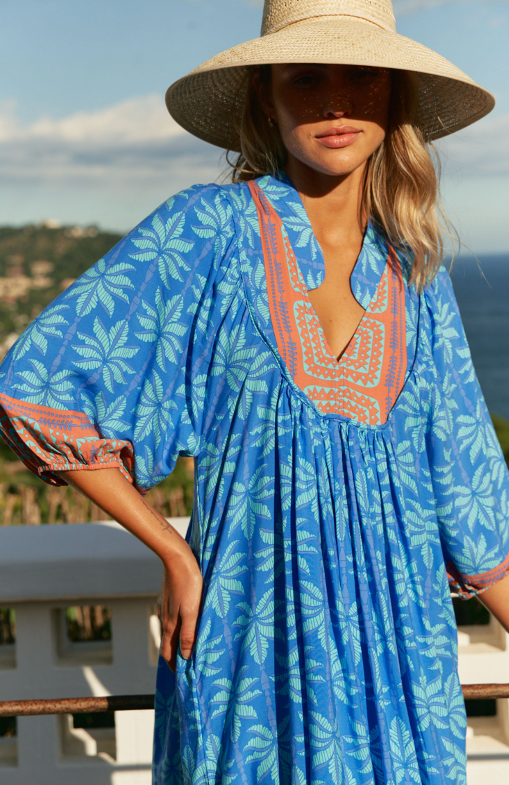 PALM COVE PRINT BOHEME MINI DRESS