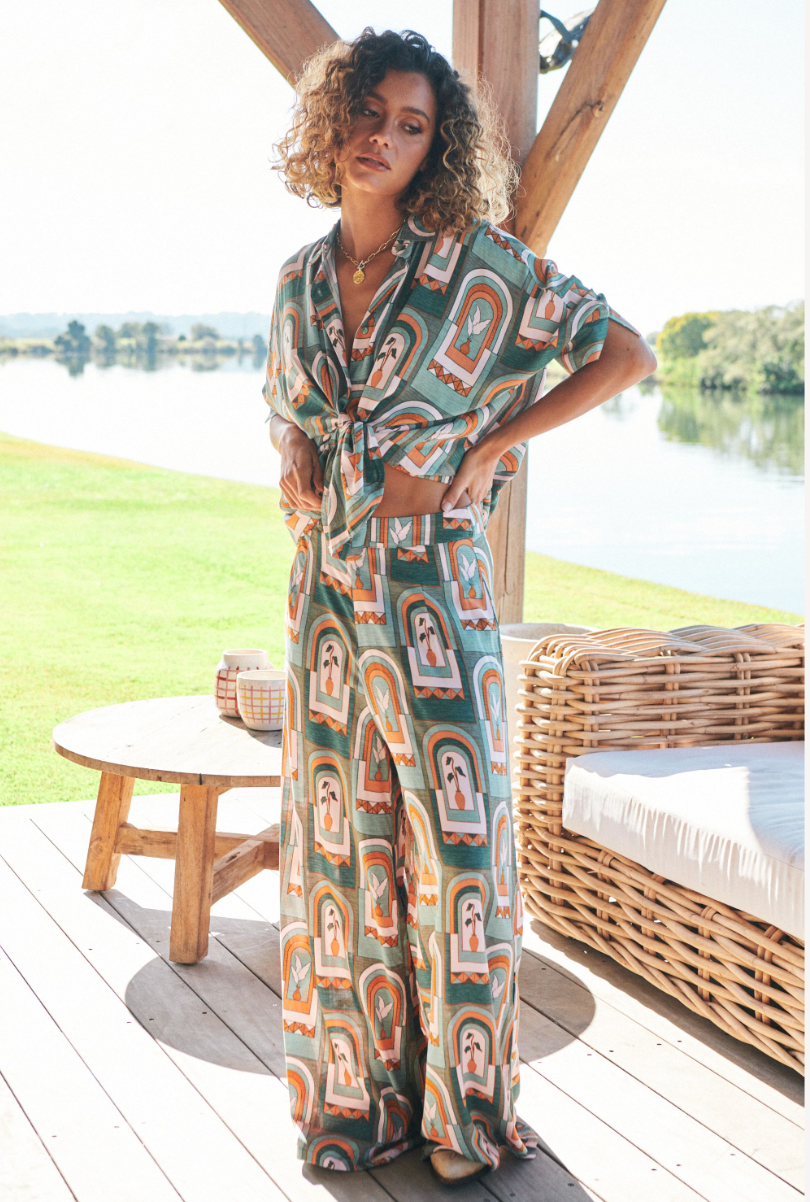 EMERALD ARCHES PRINT HIBISCUS PANTS