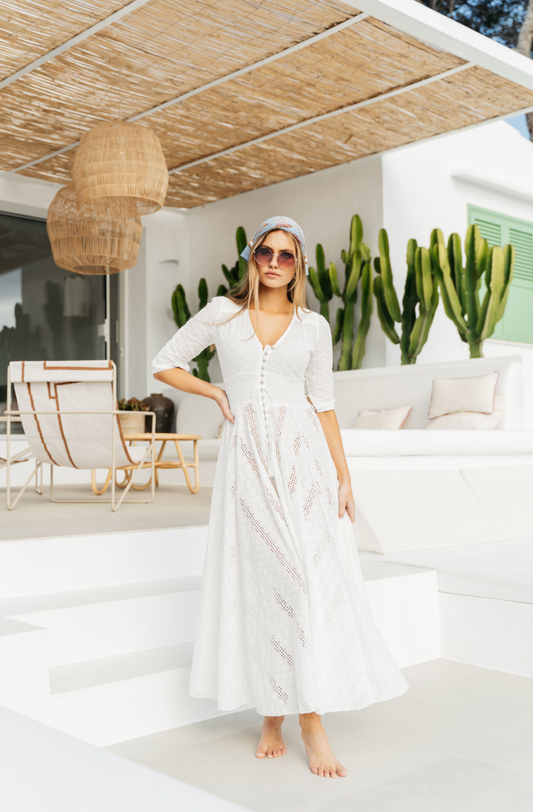 WHITE ANGLAISE INDIANA MAXI