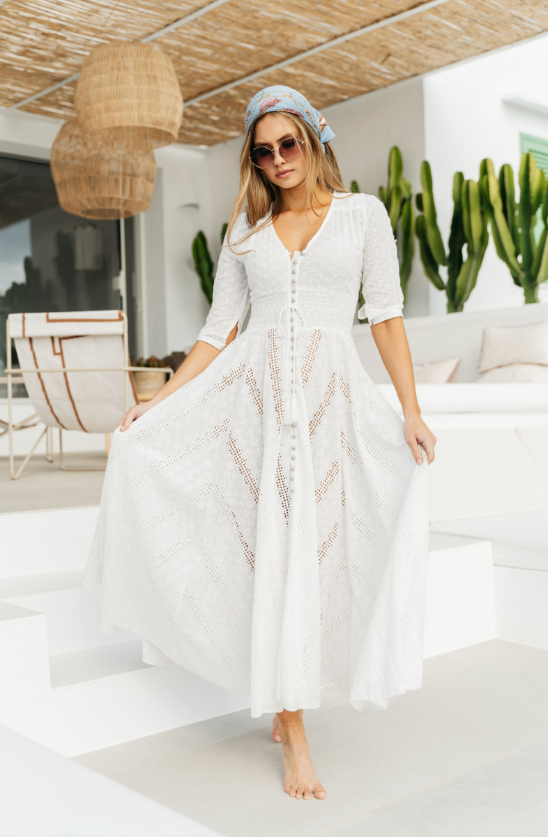 WHITE ANGLAISE INDIANA MAXI