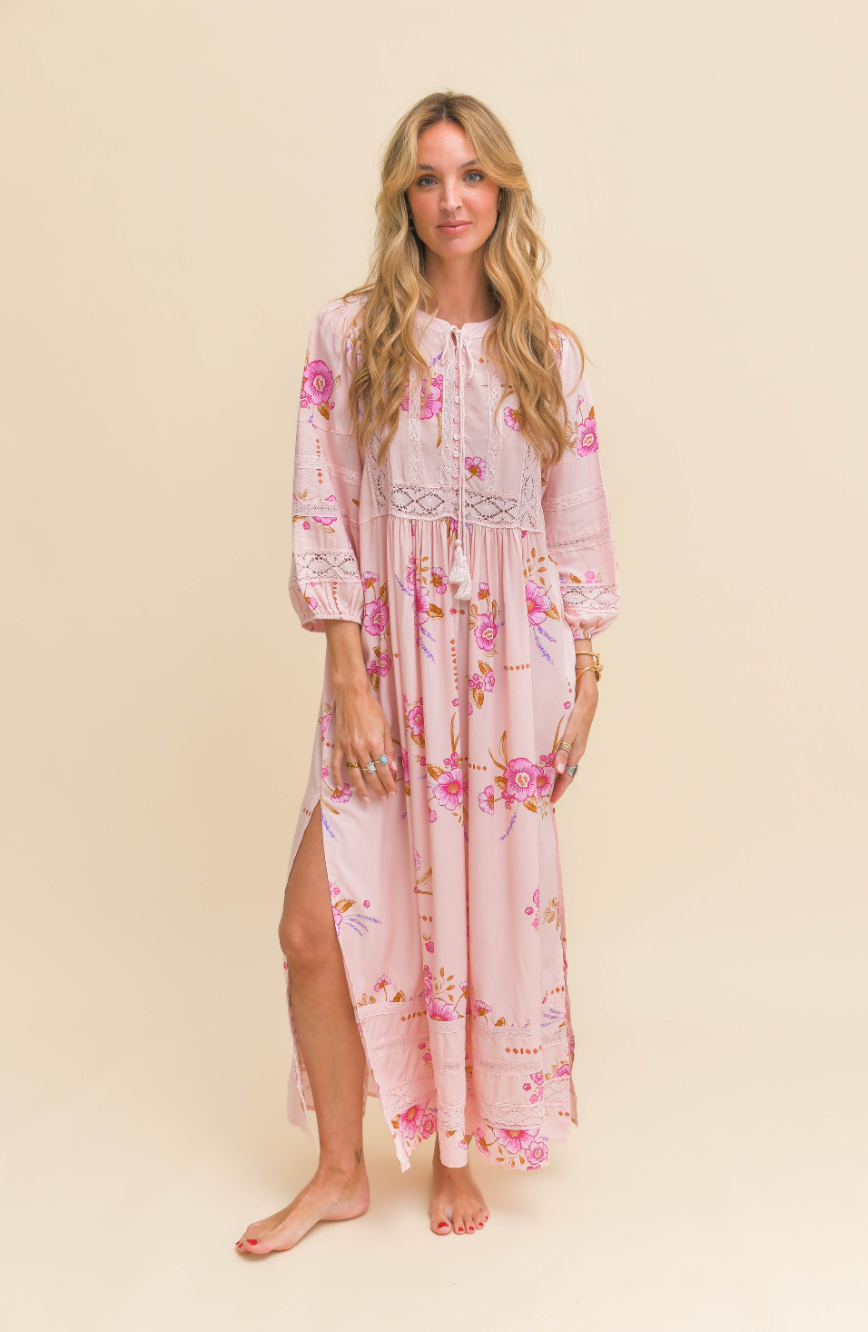 BLUSHING FIELDS PRINT MEADOW MAXI DRESS
