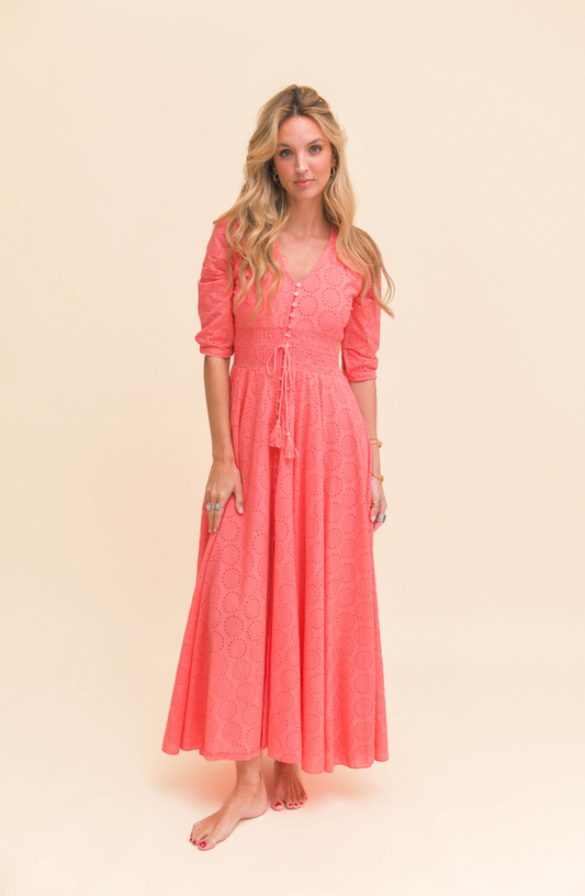 SOL EMBROIDERED STRAWBERRY INDIANA MAXI DRESS