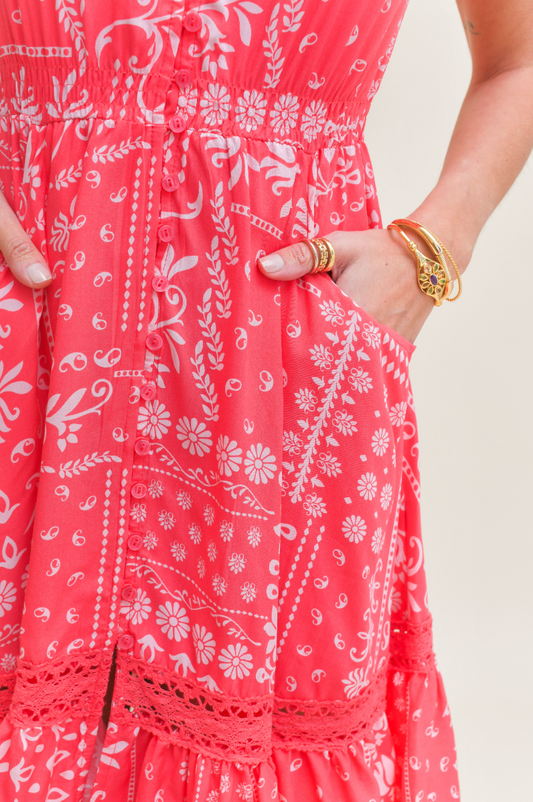 HIBISCA PRINT CARMEN MINI DRESS