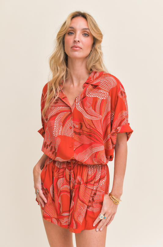 HIBISCUS PRINT LOLA SHIRT