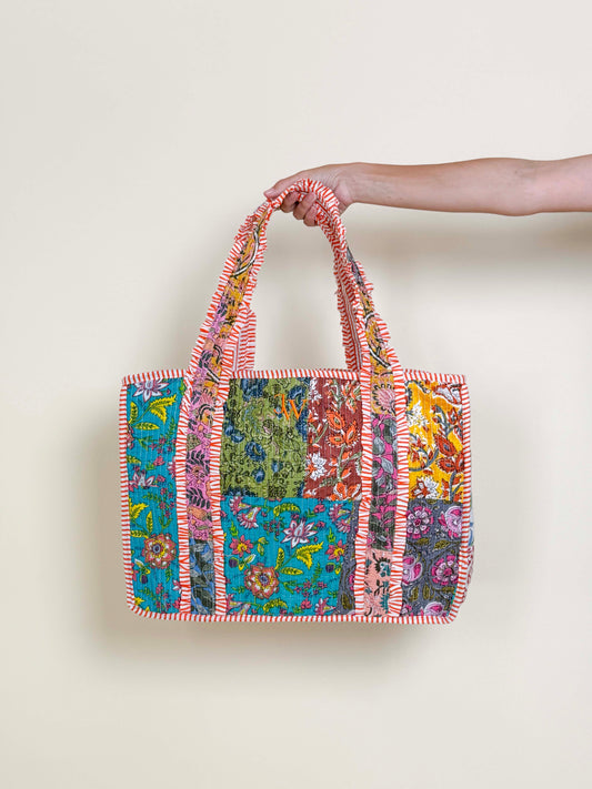 PATCHWORK TOTE BAG - GREEN