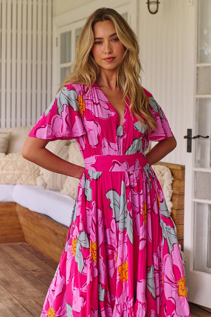 ROSEBUD PRINT TAURUS MAXI DRESS