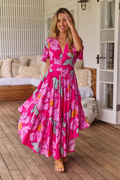 ROSEBUD PRINT TAURUS MAXI DRESS