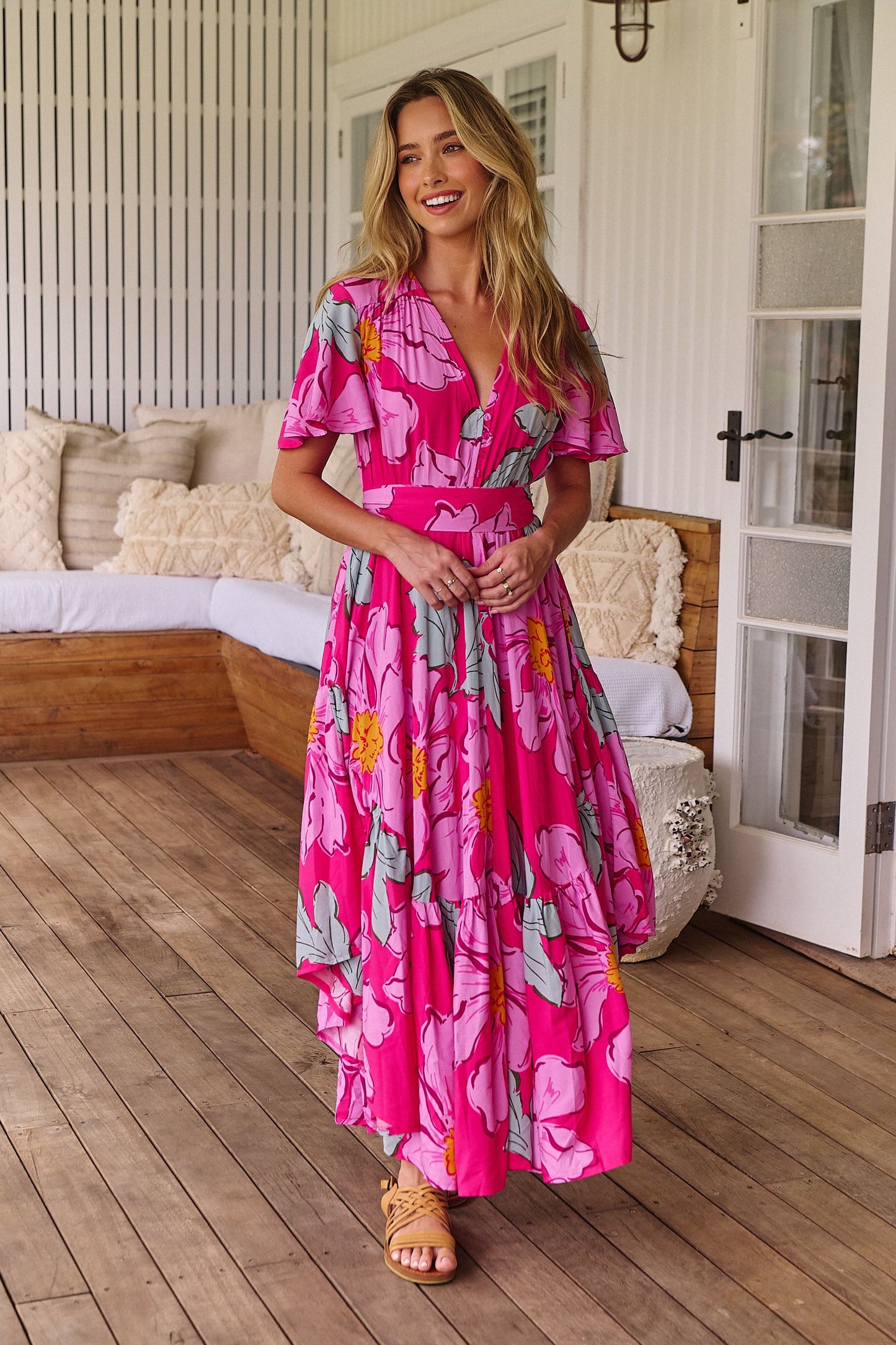 ROSEBUD PRINT TAURUS MAXI DRESS