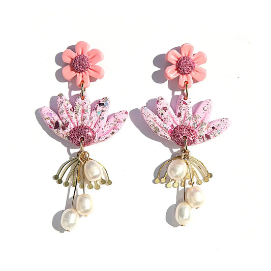 PINK PEARL BLOSSOMS EARRINGS