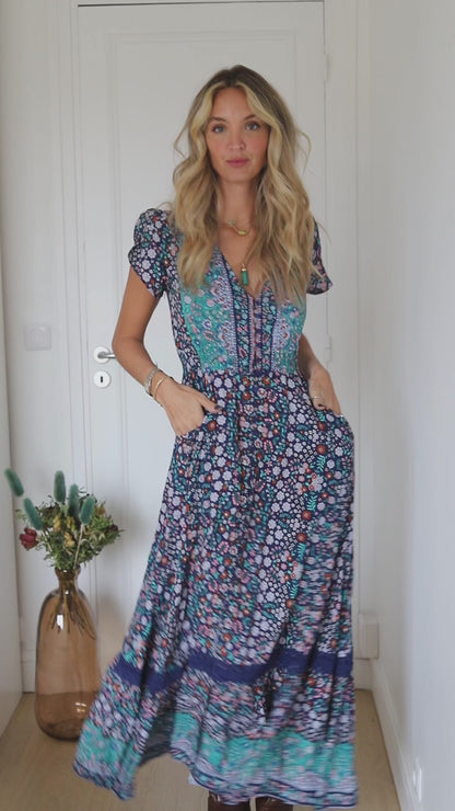 ZIAH PRINT CARMEN MAXI DRESS